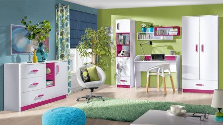 Ifjúsági szoba készlet Akron K107 (Fehér + Rózsaszín) Szeged Bútor boltok bútor webáruházak
