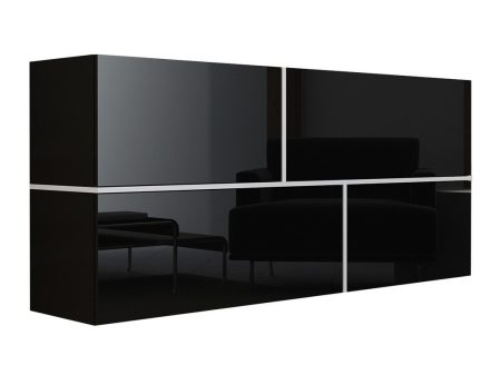 Fali szekrény Charlotte 100 (Fekete + Fényes fekete + Fehér) Szeged Bútor boltok bútor webáruházak