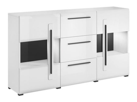Vitrin Austin H106 (Fehér + Fényes fehér) Szeged Bútor boltok bútor webáruházak