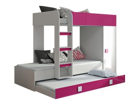 Emeletes ágy Hartford 191 (Fehér + Fényes rózsaszínű + Fényes fehér) Szeged Bútor boltok bútor webáruházak