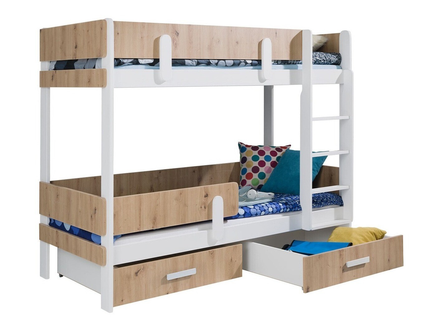 Emeletes ágy Henderson 144 (Fehér + Artisan tölgy) Szeged Bútor boltok bútor webáruházak