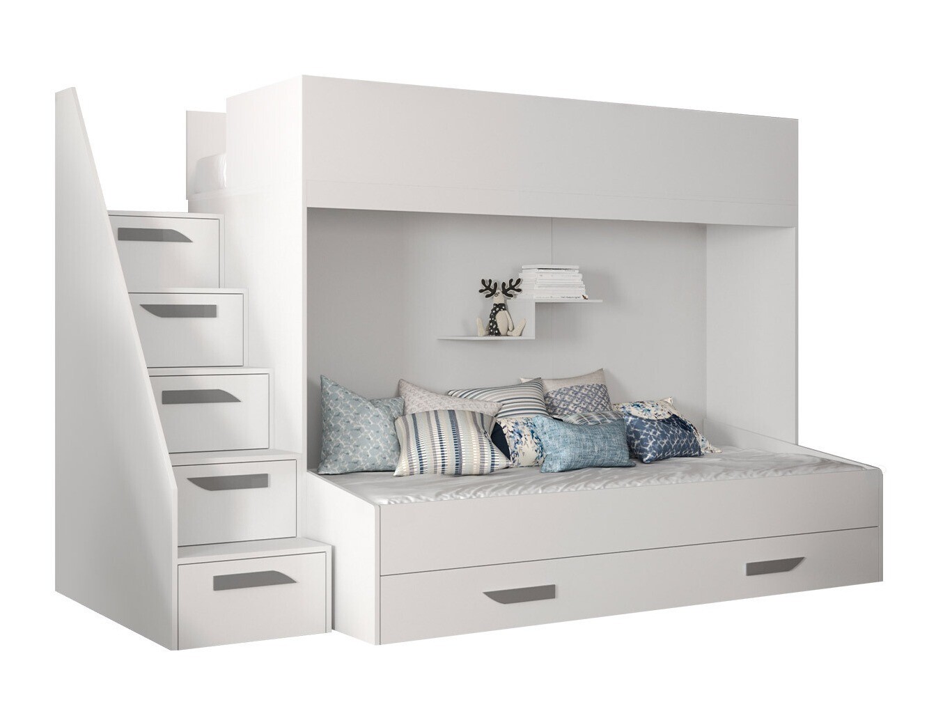 Emeletes ágy Hartford 356 (Fehér + Fényes fehér + Szürke) Szeged Bútor boltok bútor webáruházak