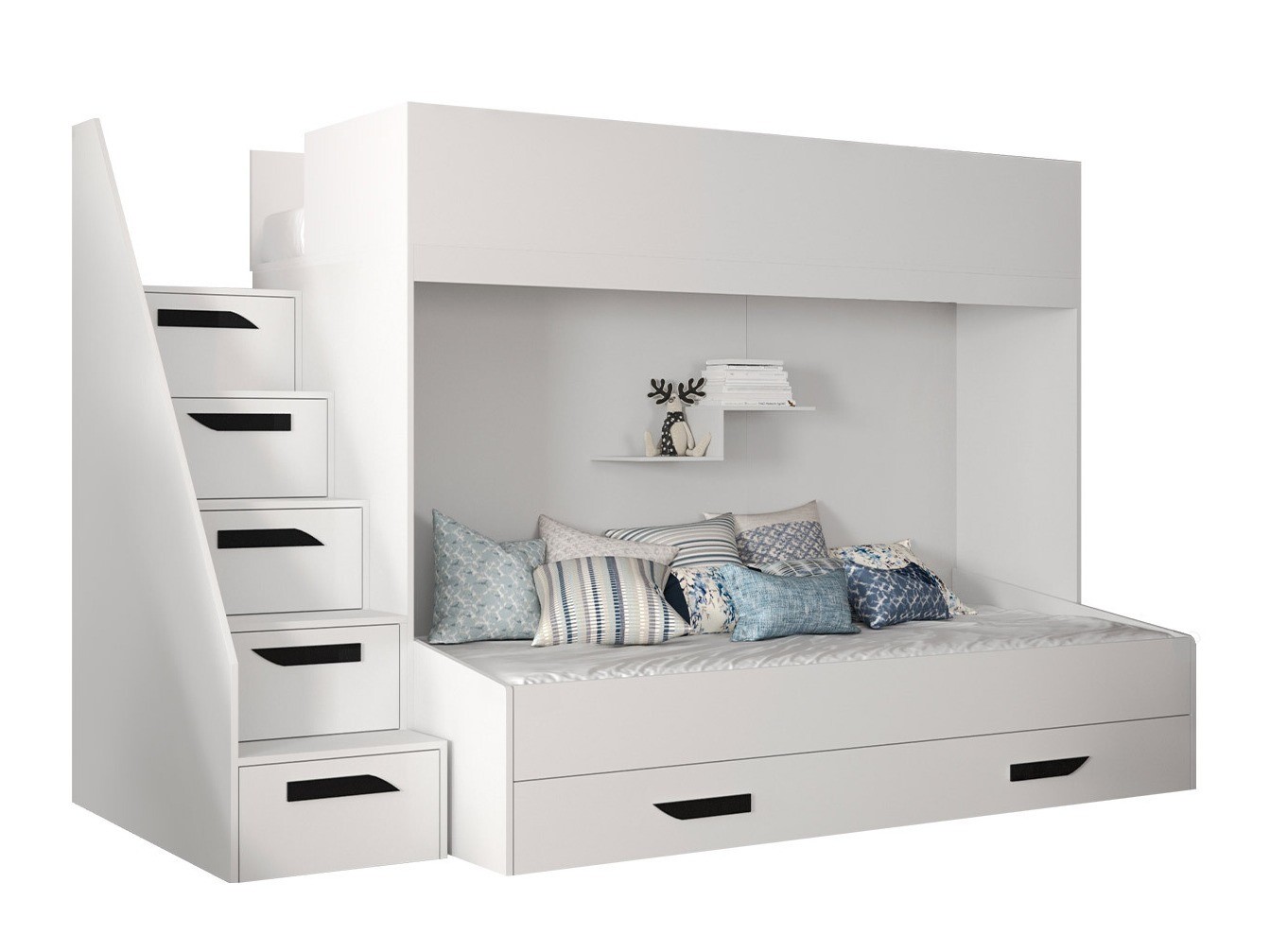 Emeletes ágy Hartford 356 (Fehér + Fényes fehér + Fekete) Szeged Bútor boltok bútor webáruházak