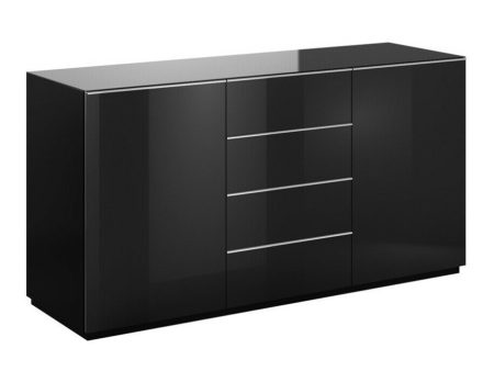Komód Austin U106 (Fekete + Fényes fekete) Szeged Bútor boltok bútor webáruházak