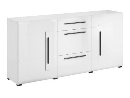 Komód Austin H108 (Fehér + Fényes fehér) Szeged Bútor boltok bútor webáruházak