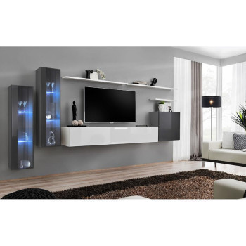 Szeged bútor Nappali bútor Switch üveg+LED XI Grafit/fehér