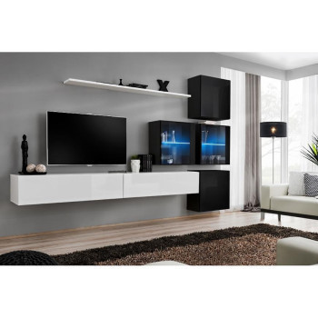 Szeged bútor Nappali bútor Switch XVIII üveg +LED  fehér/fekete