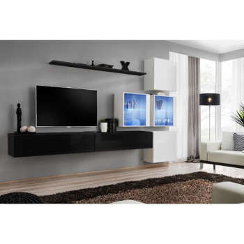 Szeged bútor Nappali bútor Switch XVIII üveg +LED  fekete/fehér