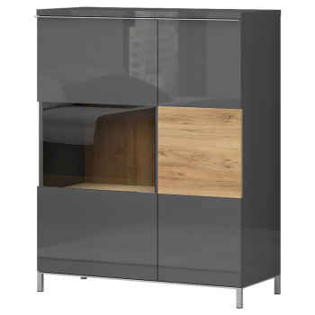 Szeged bútor Vitrin Onyx V90-2KS/ON anthracite/pacific walnut